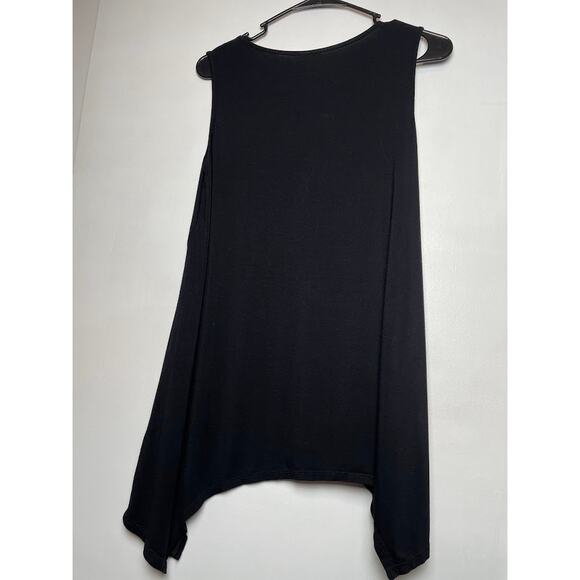 V Neck Blouse Womens Size Small Sleeveless Lace Front Solid Black A-line Hem Top - Picture 7 of 12